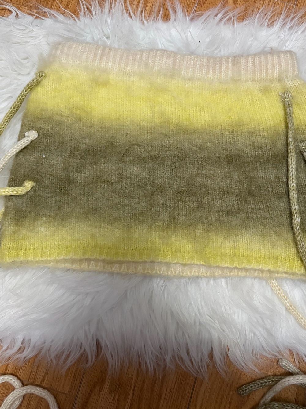 Yellow and Olive Ombre skirt with Side pieces falling down